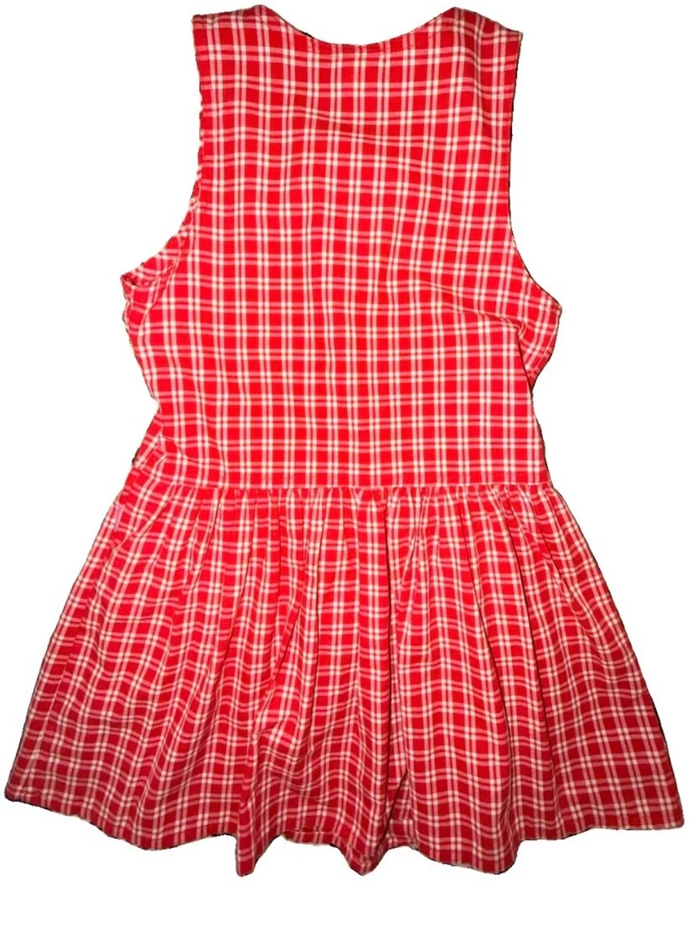 Oshkosh B’gosh Vintage Sleeveless Red White Plaid  Gingham Button Dress Sz 6X